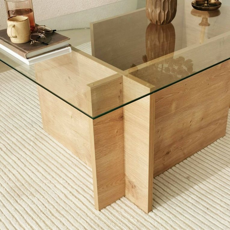 Tavolino da Salotto Marrone Quercia Portariviste Forma Rettangolare 105x65x40h cm, Sfumatura Colore Struttura Quercia - Teti
