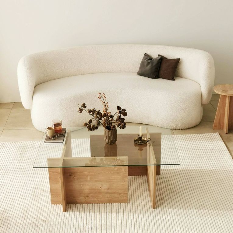 Tavolino da Salotto Marrone Quercia Portariviste Forma Rettangolare 105x65x40h cm, Sfumatura Colore Struttura Quercia - Teti