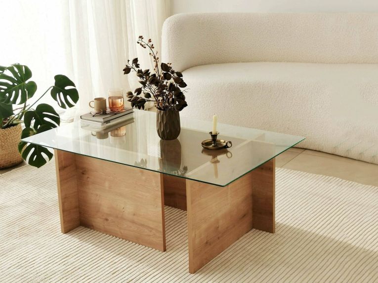 Tavolino da Salotto Marrone Quercia Portariviste Forma Rettangolare 105x65x40h cm, Sfumatura Colore Struttura Quercia - Teti