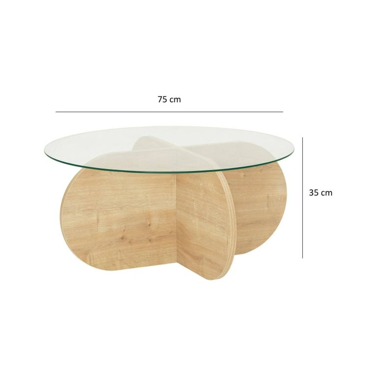 Tavolino da Salotto Marrone Quercia Portariviste Forma Rotonda 75x75x35h cm, Sfumatura Colore Struttura Quercia - Nila
