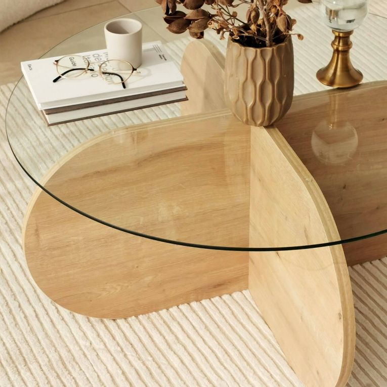 Tavolino da Salotto Marrone Quercia Portariviste Forma Rotonda 75x75x35h cm, Sfumatura Colore Struttura Quercia - Nila