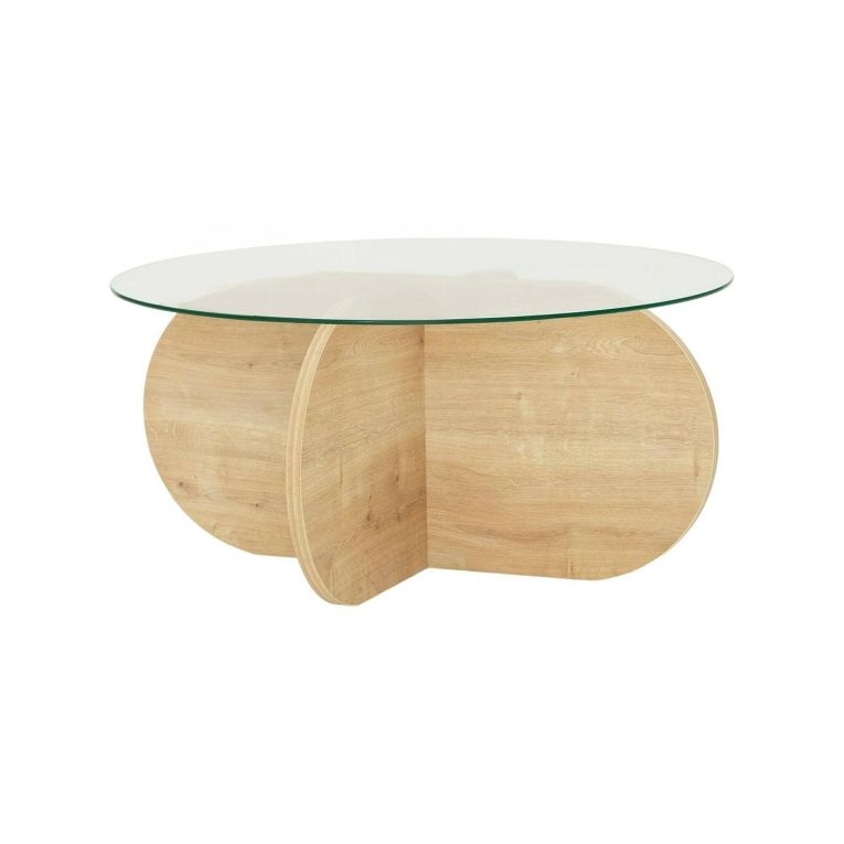 Tavolino da Salotto Marrone Quercia Portariviste Forma Rotonda 75x75x35h cm, Sfumatura Colore Struttura Quercia - Nila