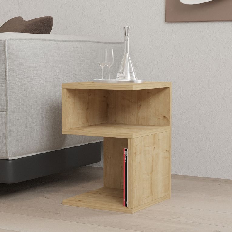 Tavolino da Salotto Marrone Rovere 2 Vani Forma Rettangolare 30x31x45h cm, Sfumatura Colore Ripiano Rovere - Acqui