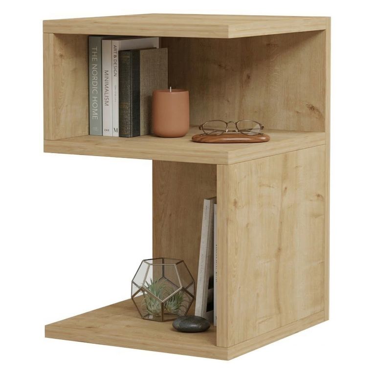 Tavolino da Salotto Marrone Rovere 2 Vani Forma Rettangolare 30x31x45h cm, Sfumatura Colore Ripiano Rovere - Acqui