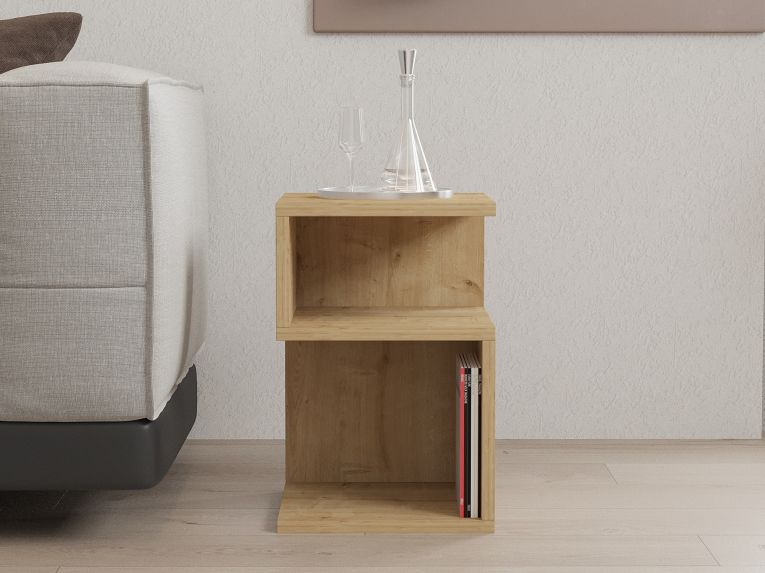Tavolino da Salotto Marrone Rovere 2 Vani Forma Rettangolare 30x31x45h cm, Sfumatura Colore Ripiano Rovere - Acqui