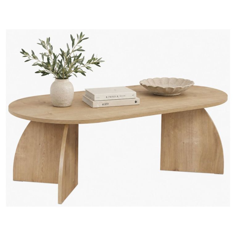 Tavolino da Salotto Marrone Rovere Forma Ovale Materiale Piano in Legno Nobilitato 120x60x40h cm, Colore Ripiano Marrone - Nohaza