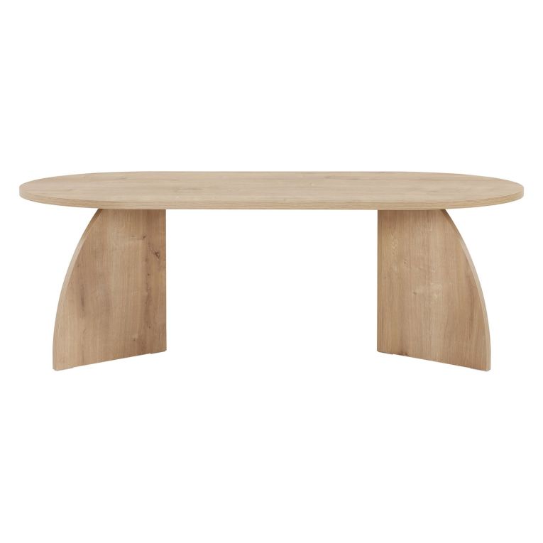 Tavolino da Salotto Marrone Rovere Forma Ovale Materiale Piano in Legno Nobilitato 120x60x40h cm, Colore Ripiano Marrone - Nohaza