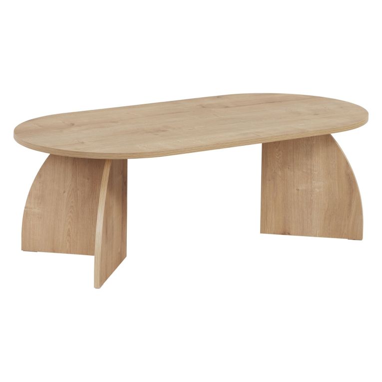 Tavolino da Salotto Marrone Rovere Forma Ovale Materiale Piano in Legno Nobilitato 120x60x40h cm, Colore Ripiano Marrone - Nohaza