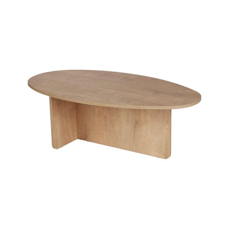 Tavolino da Salotto Marrone Rovere Forma Ovale Materiale Piano in Legno Nobilitato 120x65x40h cm, Colore Ripiano Marrone - Parona