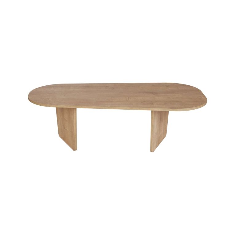 Tavolino da Salotto Marrone Rovere Forma Ovale Materiale Piano in Legno Nobilitato 130x65x40h cm, Colore Ripiano Marrone - Dozza