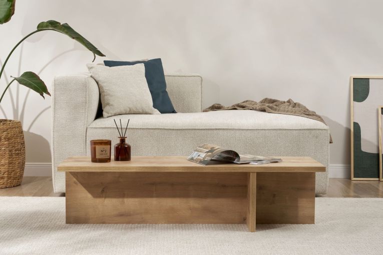 Tavolino da Salotto Marrone Rovere Forma Rettangolare Materiale Piano in Legno Nobilitato 120x45x30h cm, Colore Ripiano Marrone - Marmorito