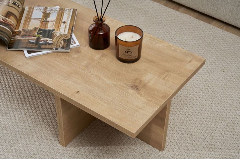 Tavolino da Salotto Marrone Rovere Forma Rettangolare Materiale Piano in Legno Nobilitato 120x45x30h cm, Colore Ripiano Marrone - Marmorito