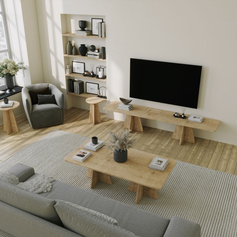Tavolino da Salotto Marrone Rovere Forma Rettangolare Materiale Piano in Legno Nobilitato 120x60x40h cm, Colore Ripiano Marrone - Ottana