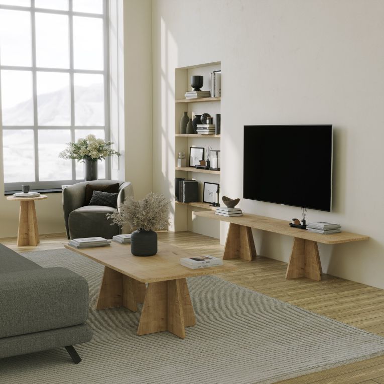 Tavolino da Salotto Marrone Rovere Forma Rettangolare Materiale Piano in Legno Nobilitato 120x60x40h cm, Colore Ripiano Marrone - Ottana