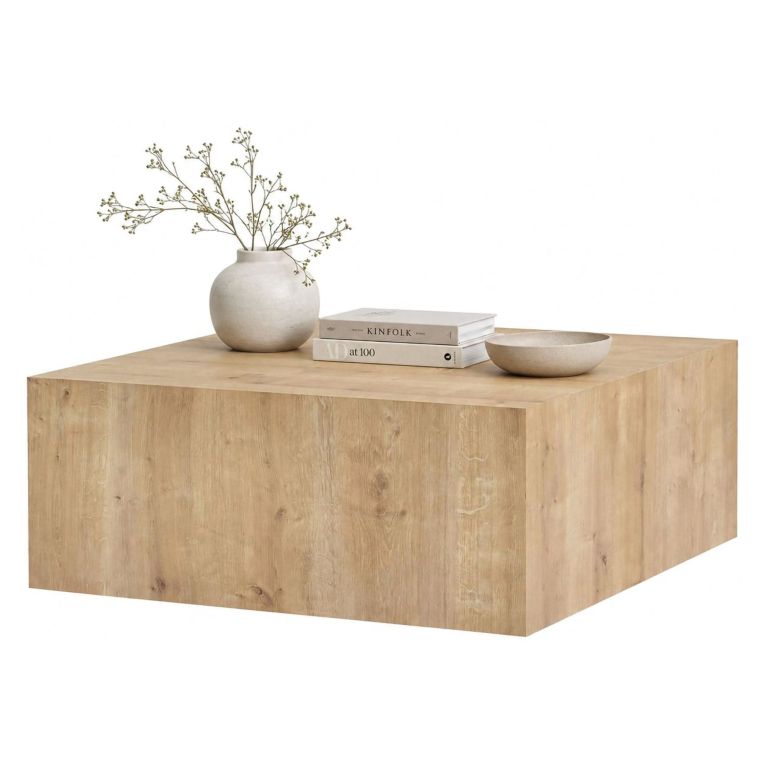 Tavolino da Salotto Marrone Rovere Forma Rettangolare Materiale Piano in Legno Nobilitato 90x90x35h cm, Colore Ripiano Marrone - Nofaraka