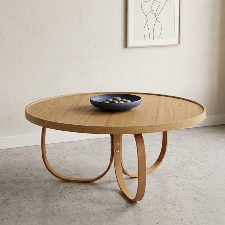 Tavolino da Salotto Marrone Rovere Forma Rotondo Materiale Piano in Legno 100x100x46h cm, Colore Ripiano Marrone - Chiavenna