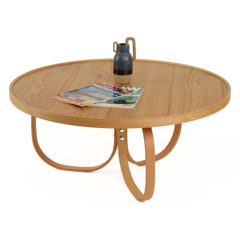 Tavolino da Salotto Marrone Rovere Forma Rotondo Materiale Piano in Legno 100x100x46h cm, Colore Ripiano Marrone - Chiavenna