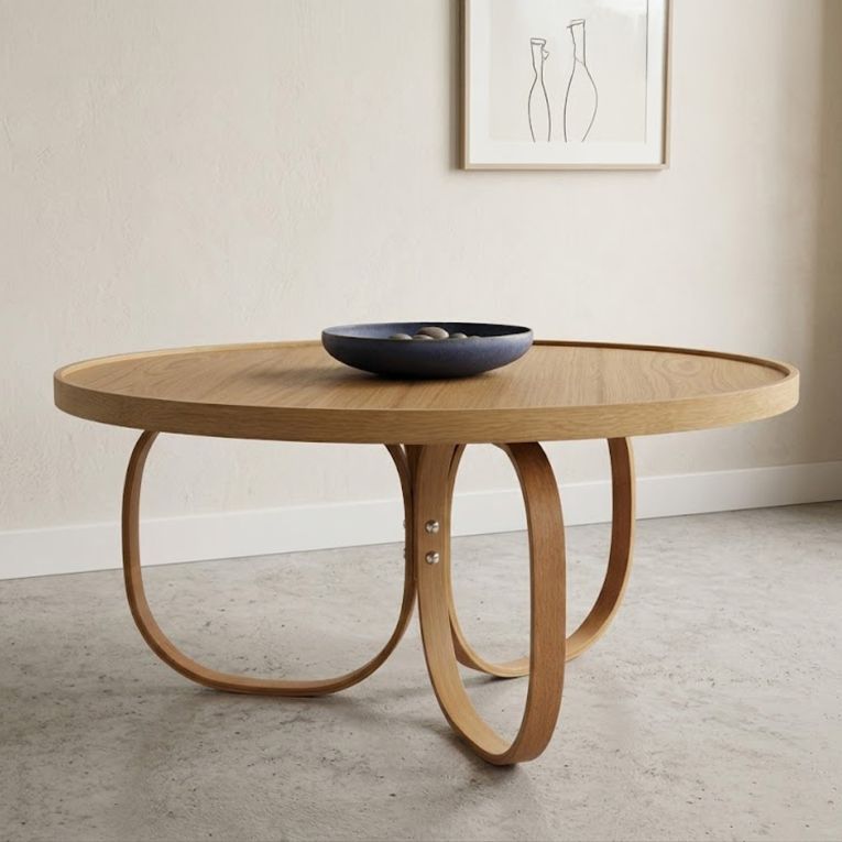 Tavolino da Salotto Marrone Rovere Forma Rotondo Materiale Piano in Legno 100x100x46h cm, Colore Ripiano Marrone - Chiavenna