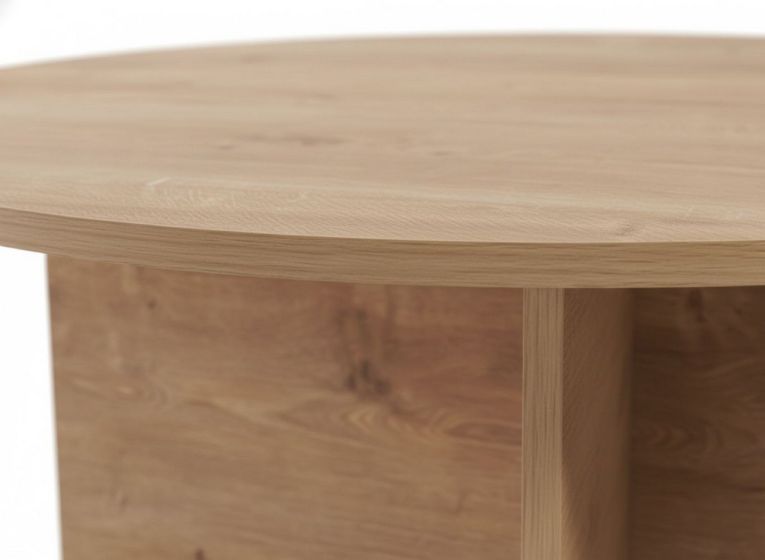 Tavolino da Salotto Marrone Rovere Forma Rotondo Materiale Piano in Legno Nobilitato 90x90x40h cm, Colore Ripiano Marrone - Simbario