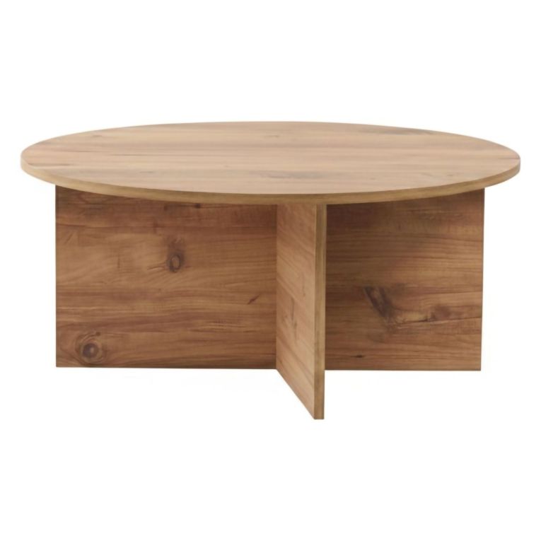 Tavolino da Salotto Marrone Rovere Forma Rotondo Materiale Piano in Legno Nobilitato 90x90x40h cm, Colore Ripiano Marrone - Simbario