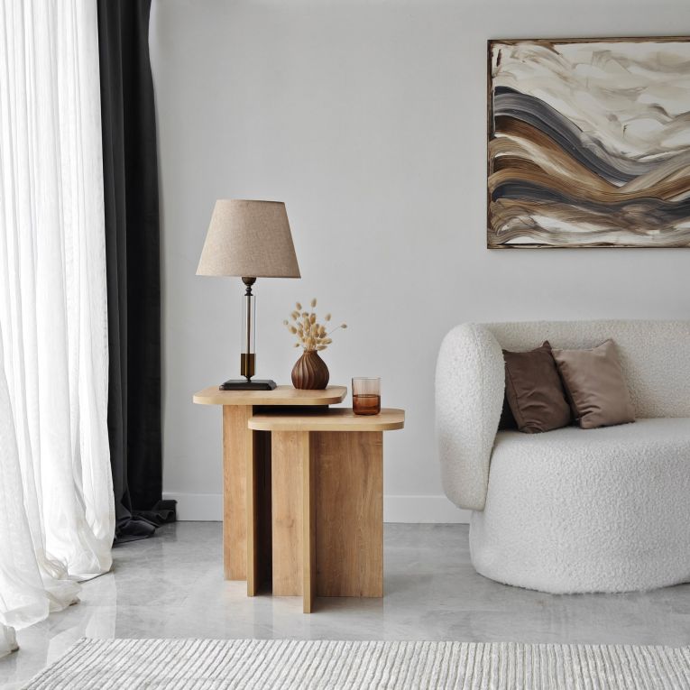 Tavolino da Salotto Marrone Rovere Modulabile Forma Quadrato 40x40x50h cm, Sfumatura Colore Ripiano Rovere - Meduno