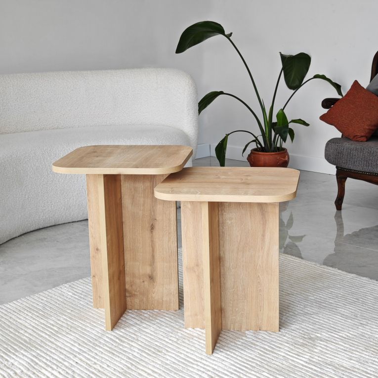Tavolino da Salotto Marrone Rovere Modulabile Forma Quadrato 40x40x50h cm, Sfumatura Colore Ripiano Rovere - Meduno