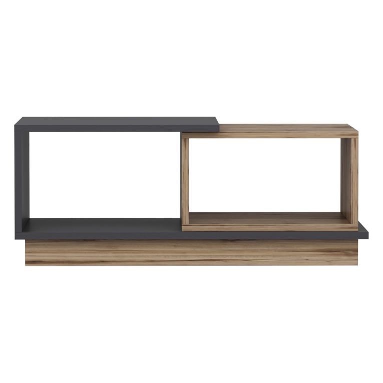 Tavolino da Salotto Marrone Rovere Nero Antracite 2 Vani Modulabile 90x45x36h cm, Forma Rettangolare - Chiavari