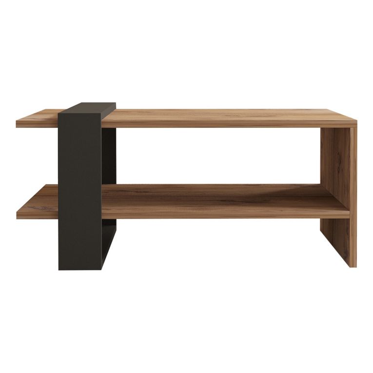 Tavolino da Salotto Marrone Rovere Nero Antracite un Vano Forma Rettangolare 80x55x35h cm, Colore Ripiano Marrone - Cigliano