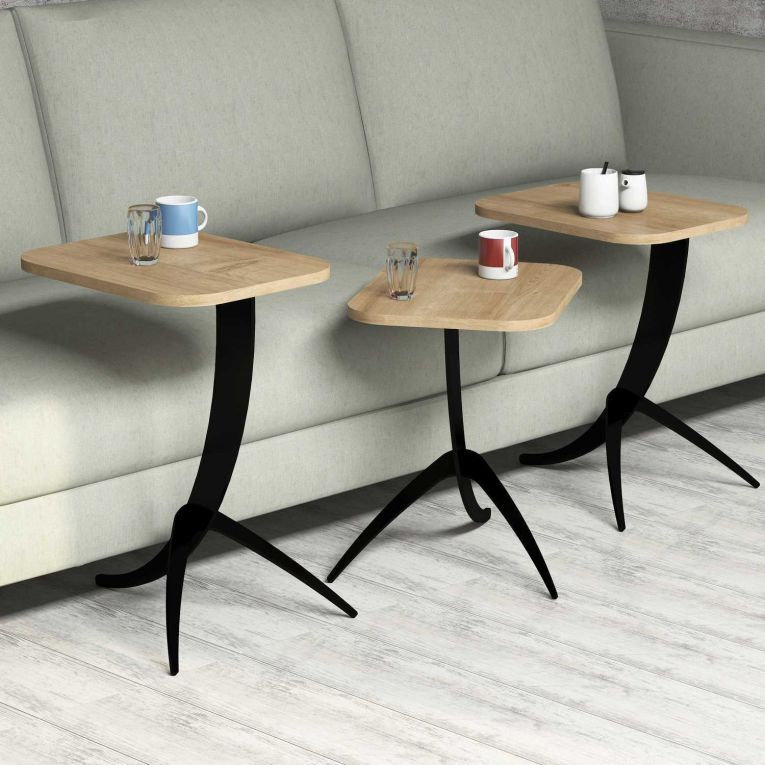 Tavolino da Salotto Marrone Rovere Nero Forma Rettangolare Materiale Piano in Legno Nobilitato 35x60x45h cm, Sfumatura Colore Struttura Rovere