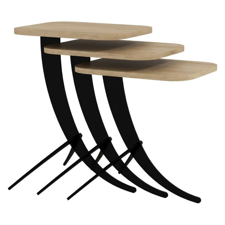 Tavolino da Salotto Marrone Rovere Nero Forma Rettangolare Materiale Piano in Legno Nobilitato 35x60x45h cm, Sfumatura Colore Struttura Rovere