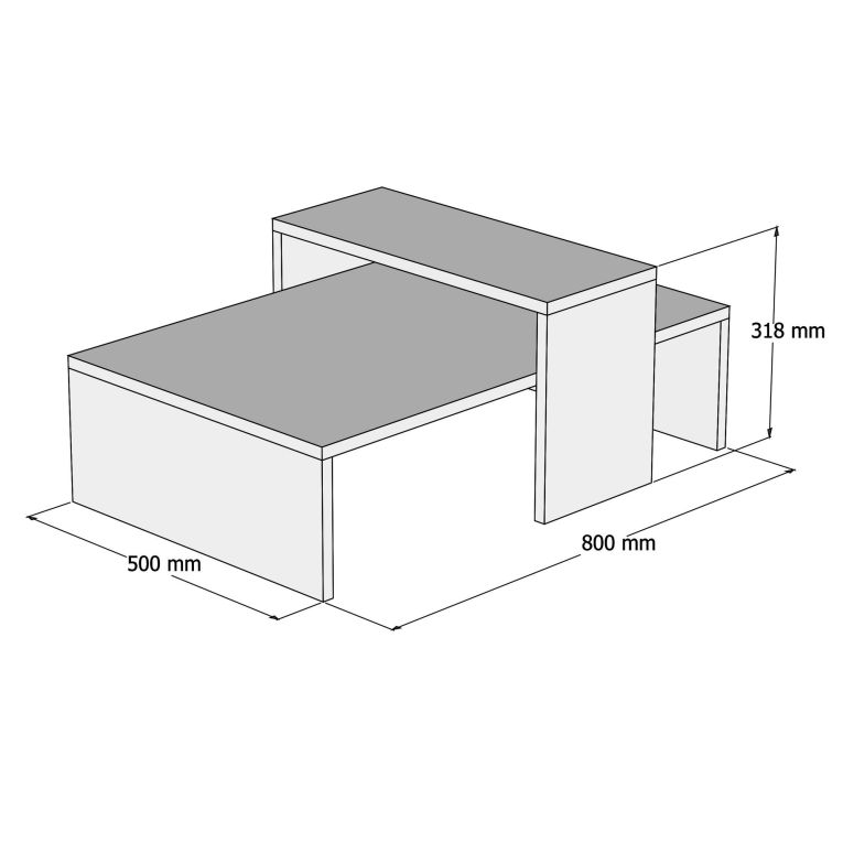 Tavolino da Salotto Marrone Rovere Nero Modulabile un Vano 80x50x32h cm, Forma Rettangolare - Paspardo