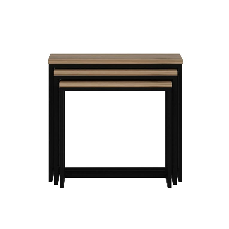Tavolino da Salotto Marrone Rovere Nero set 3 Pezzi Forma Rettangolare 55x40x50h cm, Colore Ripiano Marrone - Crichi