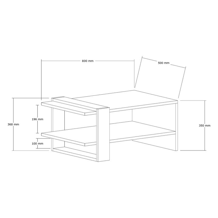 Tavolino da Salotto Marrone Rovere Nero un Vano Forma Rettangolare 80x50x35h cm, Colore Ripiano Marrone - Rogliano