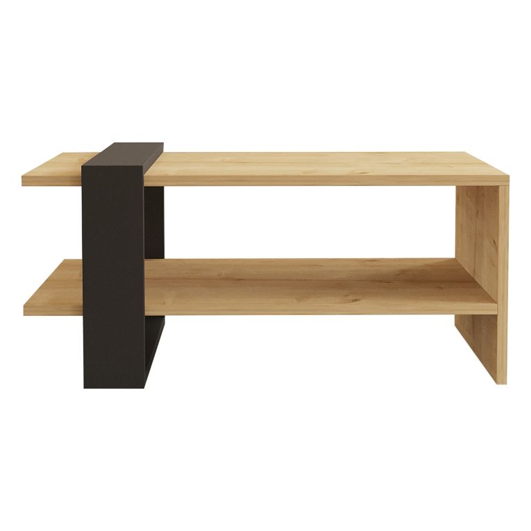 Tavolino da Salotto Marrone Rovere Nero un Vano Forma Rettangolare 80x50x35h cm, Colore Ripiano Marrone - Rogliano