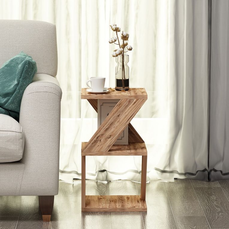 Tavolino da Salotto Marrone Rovere Nodi 2 Vani Forma Rettangolare 30x30x54h cm, Sfumatura Colore Ripiano Rovere Nodi - Serino