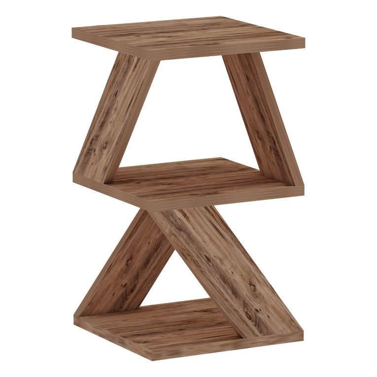 Tavolino da Salotto Marrone Rovere Nodi 2 Vani Forma Rettangolare 30x30x54h cm, Sfumatura Colore Ripiano Rovere Nodi - Serino
