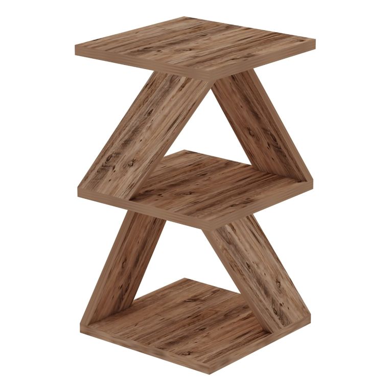 Tavolino da Salotto Marrone Rovere Nodi 2 Vani Forma Rettangolare 30x30x54h cm, Sfumatura Colore Ripiano Rovere Nodi - Serino