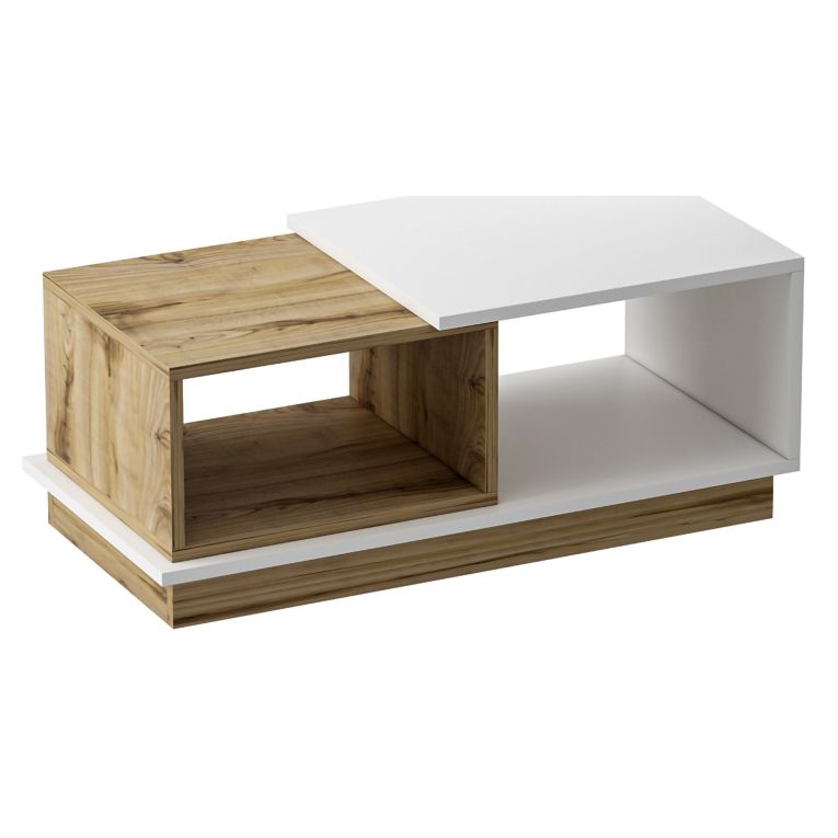 Tavolino da Salotto Marrone Rovere Nodi Bianco 2 Vani Forma Rettangolare 90x45x36h cm, Colore Ripiano Marrone - Ruino