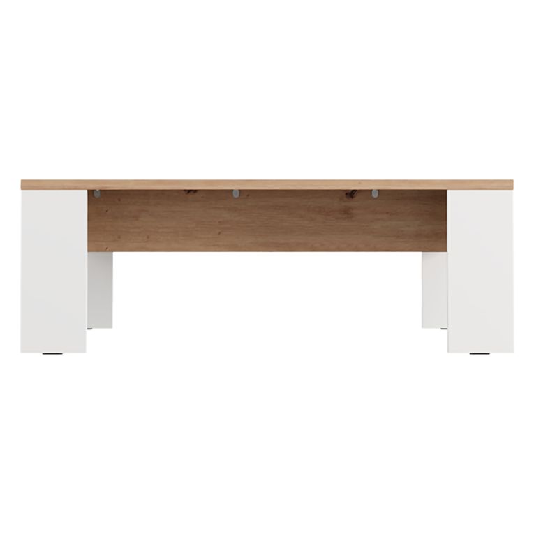 Tavolino da Salotto Marrone Rovere Nodi Bianco Opaco Forma Rettangolare Colore Ripiano Marrone 120x67x43h cm, Colore Struttura Bianco - Bertona
