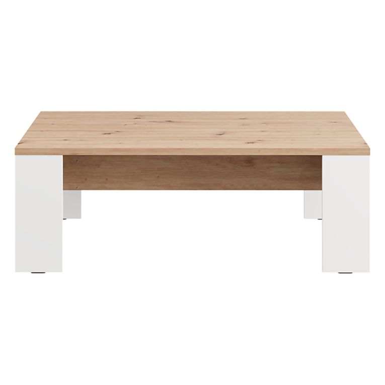 Tavolino da Salotto Marrone Rovere Nodi Bianco Opaco Forma Rettangolare Colore Ripiano Marrone 120x67x43h cm, Colore Struttura Bianco - Bertona