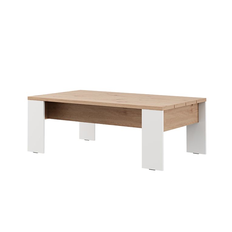 Tavolino da Salotto Marrone Rovere Nodi Bianco Opaco Forma Rettangolare Colore Ripiano Marrone 120x67x43h cm, Colore Struttura Bianco - Bertona
