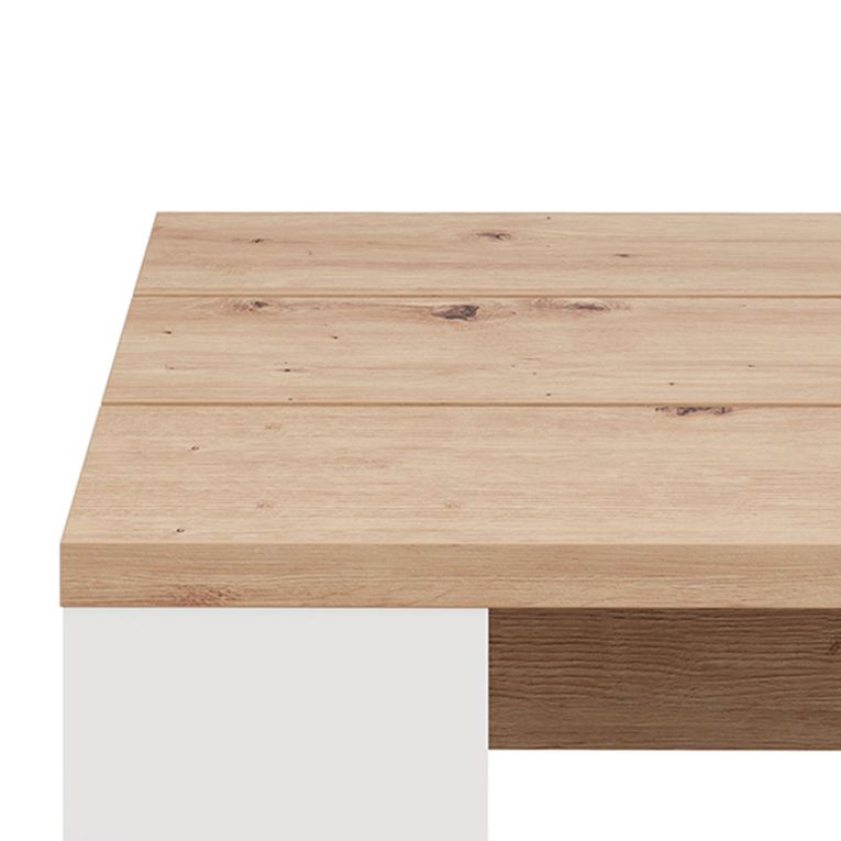 Tavolino da Salotto Marrone Rovere Nodi Bianco Opaco Forma Rettangolare Colore Ripiano Marrone 90x50x43h cm, Colore Struttura Bianco - Riposto