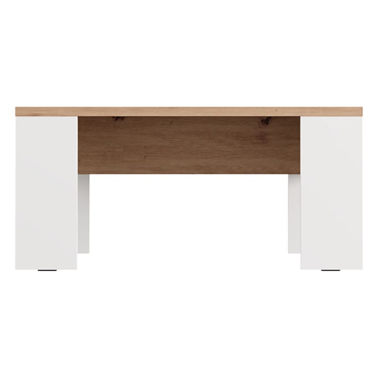 Tavolino da Salotto Marrone Rovere Nodi Bianco Opaco Forma Rettangolare Colore Ripiano Marrone 90x50x43h cm, Colore Struttura Bianco - Riposto