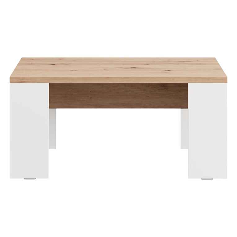 Tavolino da Salotto Marrone Rovere Nodi Bianco Opaco Forma Rettangolare Colore Ripiano Marrone 90x50x43h cm, Colore Struttura Bianco - Riposto