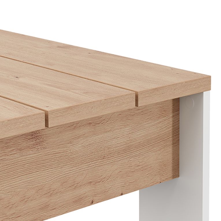 Tavolino da Salotto Marrone Rovere Nodi Bianco Piano Effetto Doghe Forma Quadrato 67x67x43h cm, Colore Ripiano Marrone - Magre