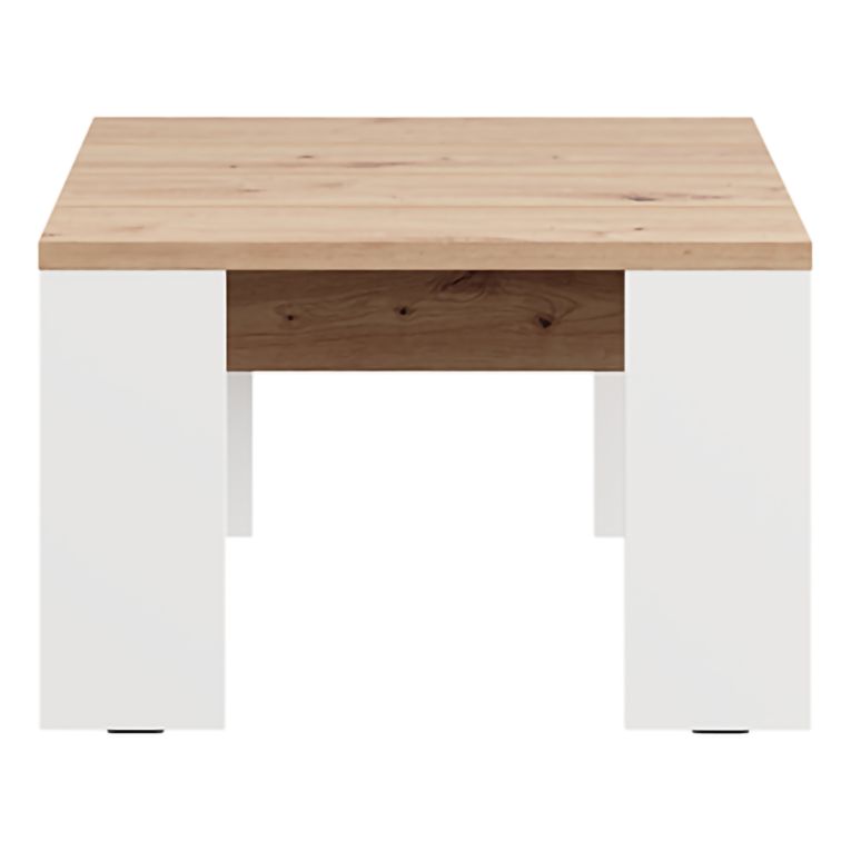Tavolino da Salotto Marrone Rovere Nodi Bianco Piano Effetto Doghe Forma Quadrato 67x67x43h cm, Colore Ripiano Marrone - Magre