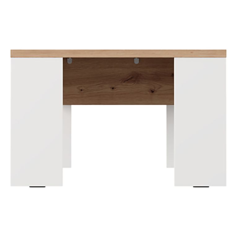 Tavolino da Salotto Marrone Rovere Nodi Bianco Piano Effetto Doghe Forma Quadrato 67x67x43h cm, Colore Ripiano Marrone - Magre