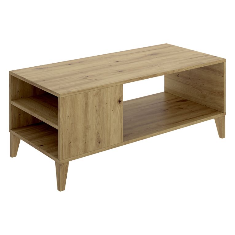 Tavolino da Salotto Marrone Rovere Nodi Cassetti con Piedini 50x100x43h cm, 3 Vani - Fairbury