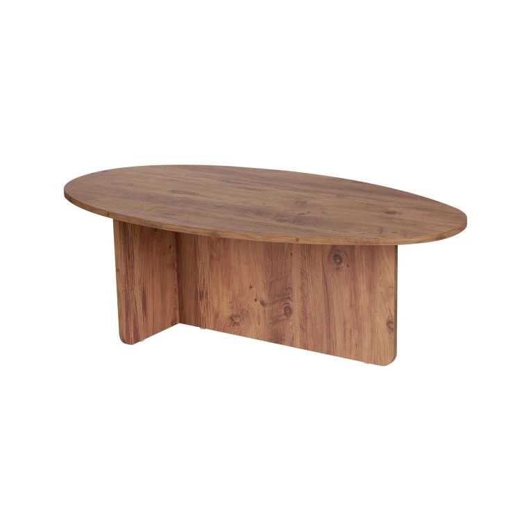 Tavolino da Salotto Marrone Rovere Nodi Forma Ovale Materiale Piano in Legno Nobilitato 120x65x40h cm, Colore Ripiano Marrone - Parona