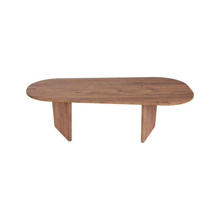 Tavolino da Salotto Marrone Rovere Nodi Forma Ovale Materiale Piano in Legno Nobilitato 130x65x40h cm, Colore Ripiano Marrone - Dozza